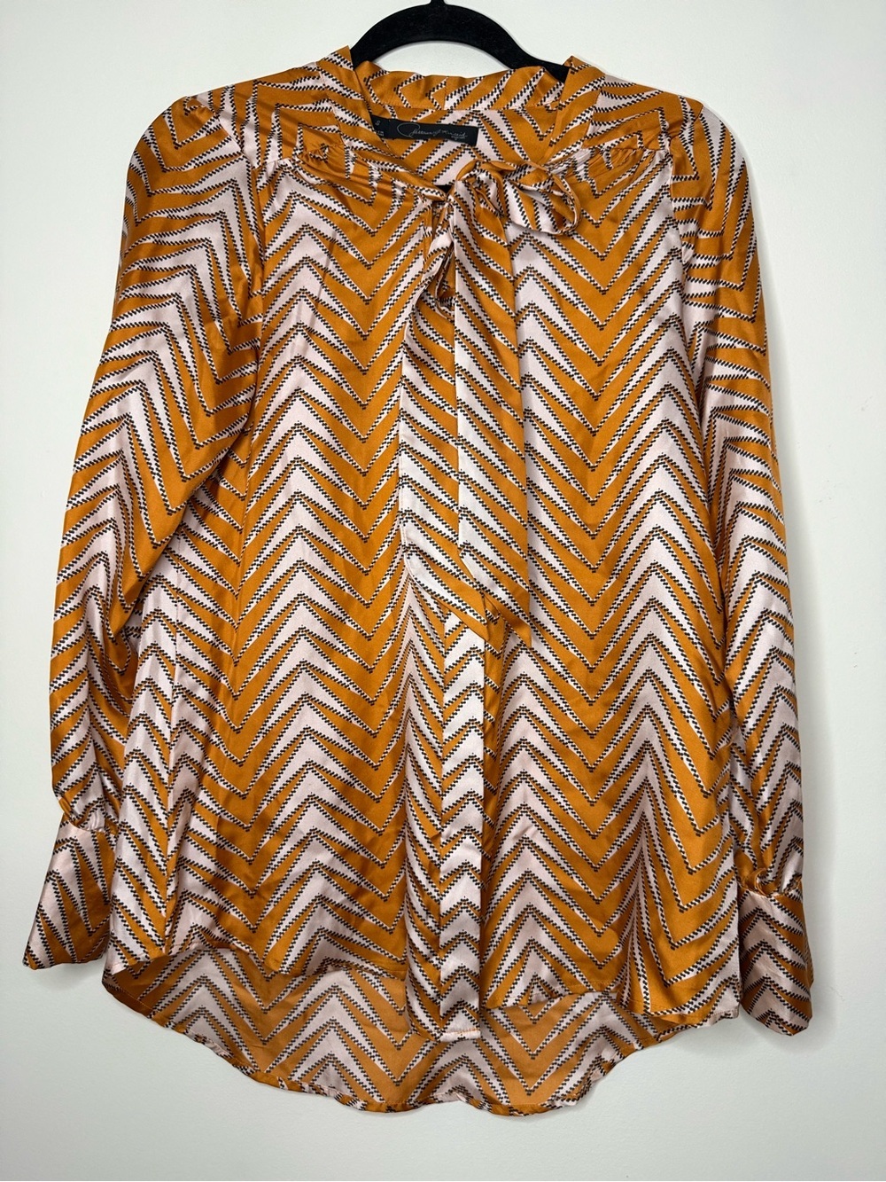 PATTERSON J KINCAID 100% Silk Retro Orange Printed Neck Tie Office Buttondown